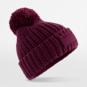 Toasty Patch Beanie winter hat - B329:Burgundy, 100% polyester, patch: 100% cotton, One Size